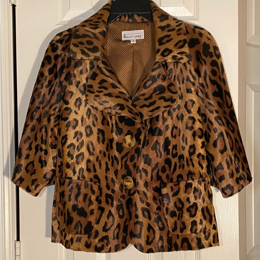 Stunning 3/4 sleeves Leopard-print short jacket Size 10 EXCELLENT condition